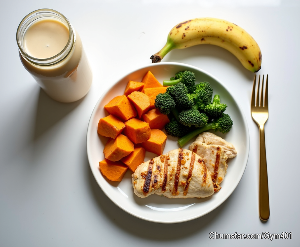 My Pre-Leg Day Fuel 🥗🍌
You can’t train legs on vibes alone.

– Lean protein for strength
– Complex carbs for energy
– A lil fruit for that glucose kick
– Water, water, water!
Fuel your body like you love it. Then go lift heavy. 💪

#LegDayFuel #GymGirlEats